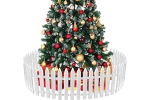 MCEAST 24 Pieces Christmas Tree Fences White Picket Fence Border 4.6 x 12 Inches Mini Plastic Decorative Fences Christmas Tree Barrier for Dogs Kids Home Wedding Fairy Garden Party