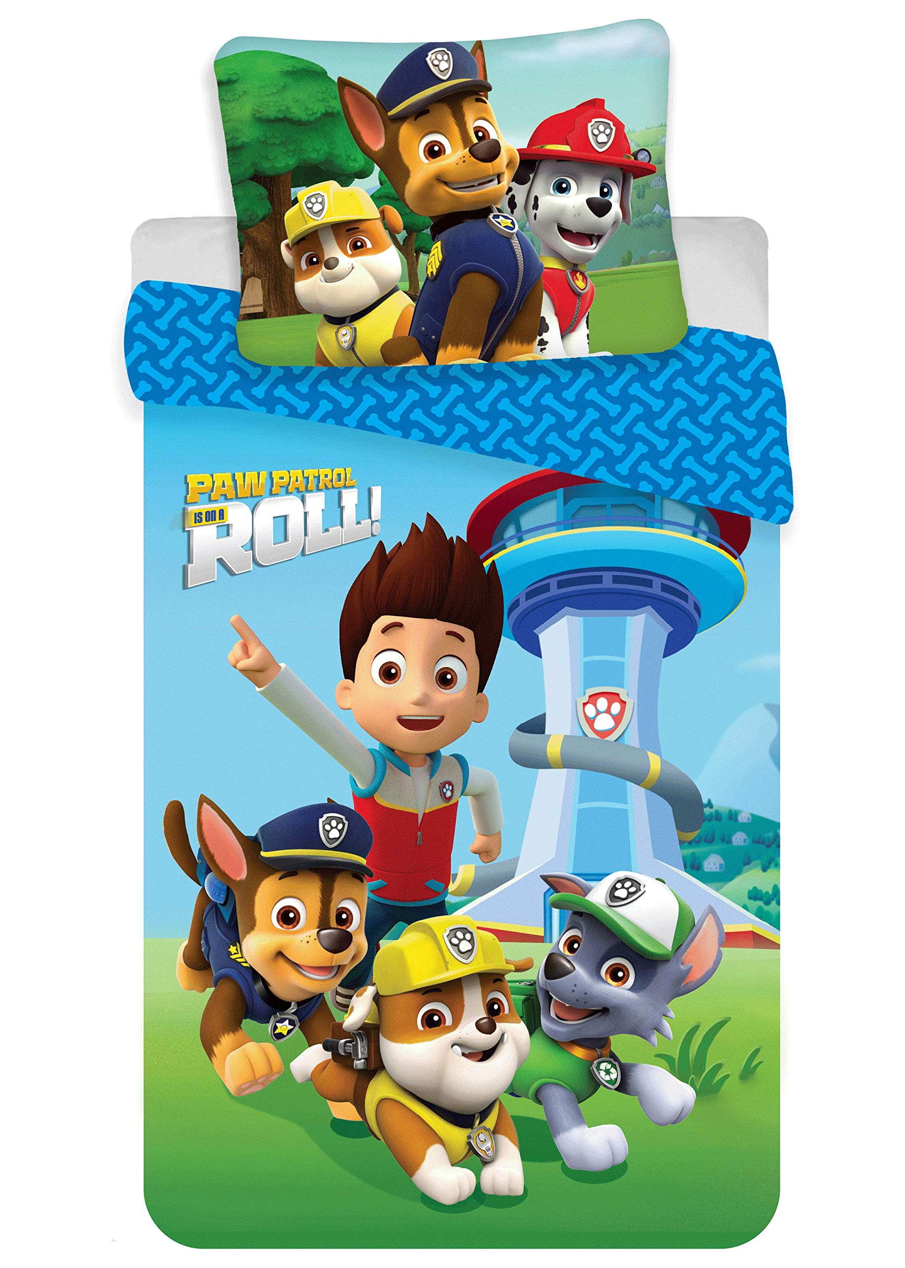 Paw Patrol Children's Bed Linen Set, Cotton, Duvet Cover 140 x 200 cm + Pillowcase 65 x 65 cm