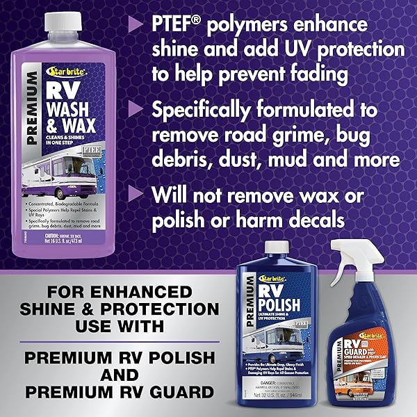 STAR BRITE RV WASH & WAX – CONCENTRATED CLEANER – CLEANS & SHINES IN ONE EASY STEP + REPELS FUTURE STAINS & PROTECTS FROM UV DAMAGE 128 OZ (71500)