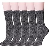 MQELONG Womens 5 Pairs Soft Thick Comfort Casual Cotton Warm Wool Crew Winter Socks