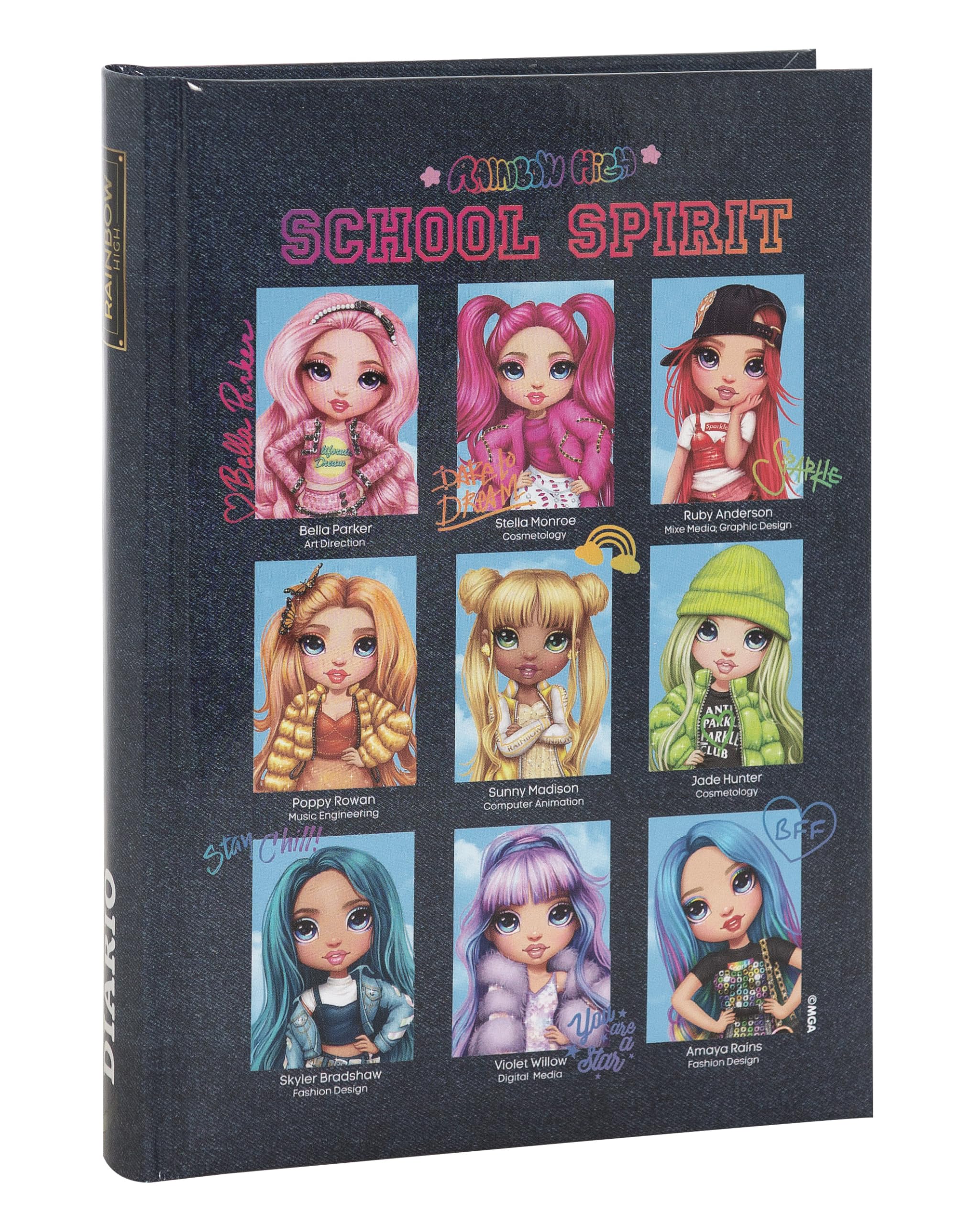 Franco Cosimo Panini Rainbow High - Official Rainbow High School Diary, 12 Month Diary, Ideal for Elementary or Middle School, Laminated Padded Cover, Colour Printed Pages, 13 x 17.8 cm, Blue
