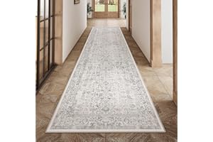 PureCozy Gray Runner Rug 3x10 Hallway Machine Washable Kitchen Vintage Distressed Non Slip Long Carpet Indoor Grey Retro Floral Bedroom Accent Throw Rug for Bathroom Office Laundry Dining Living Room