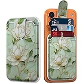 DEENAKIN for MagSafe Wallet,3 Card Holder With RFID Blocking, Slim Magnetic Wallet for iPhone 17/16/15/14/13/12/11 Series with Cute Trendy Floral Designs for Women/Girls, Magnolia Flowers
