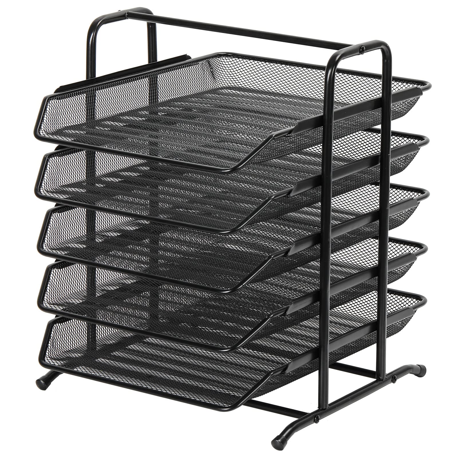 EasyPAG 5 Tier A4 Mesh in Tray Office Desk Tidy File Holder Document Storage Letter Paper Organiser,Black
