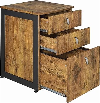 Amazon Com Coaster Home Furnishings Co Estrella 3 Drawer File Cabinet Antique Nutmeg And Gunmetal Furniture Decor