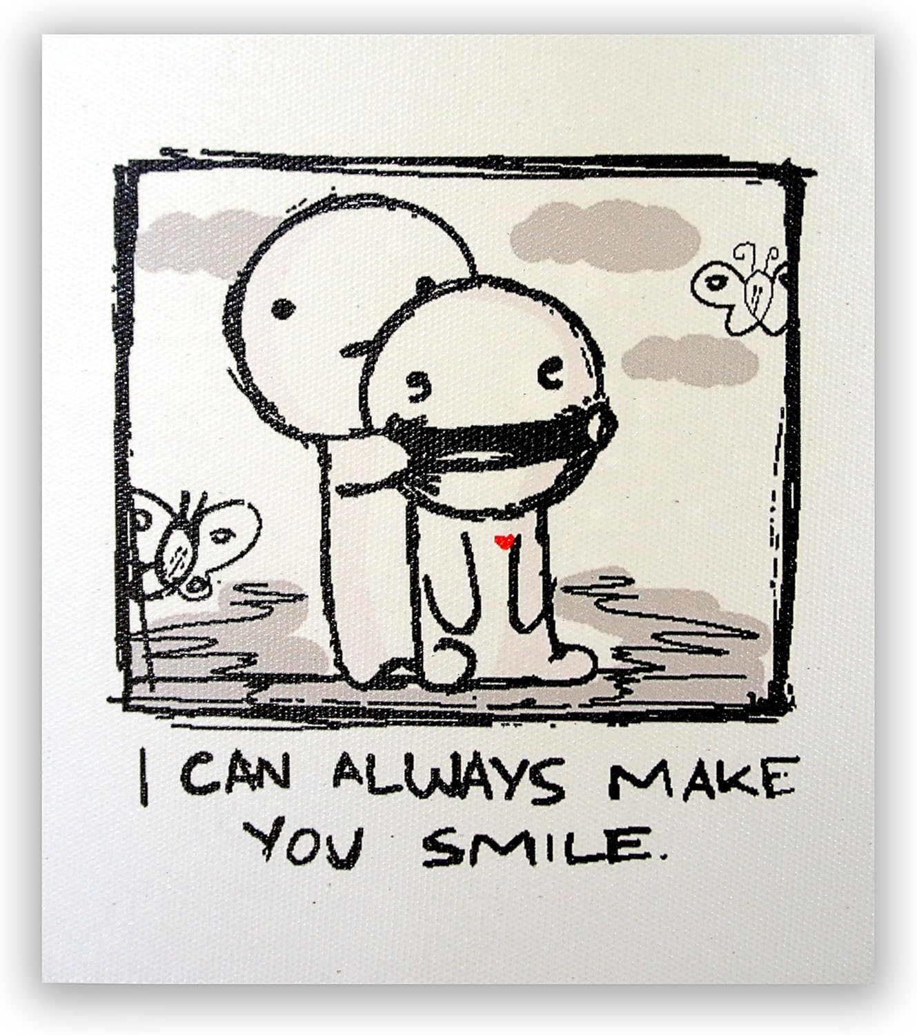 Amazon Com I Can Always Make You Smile On A Stretched Wooden Canvas Frame 8 X 7 X 05 Black White