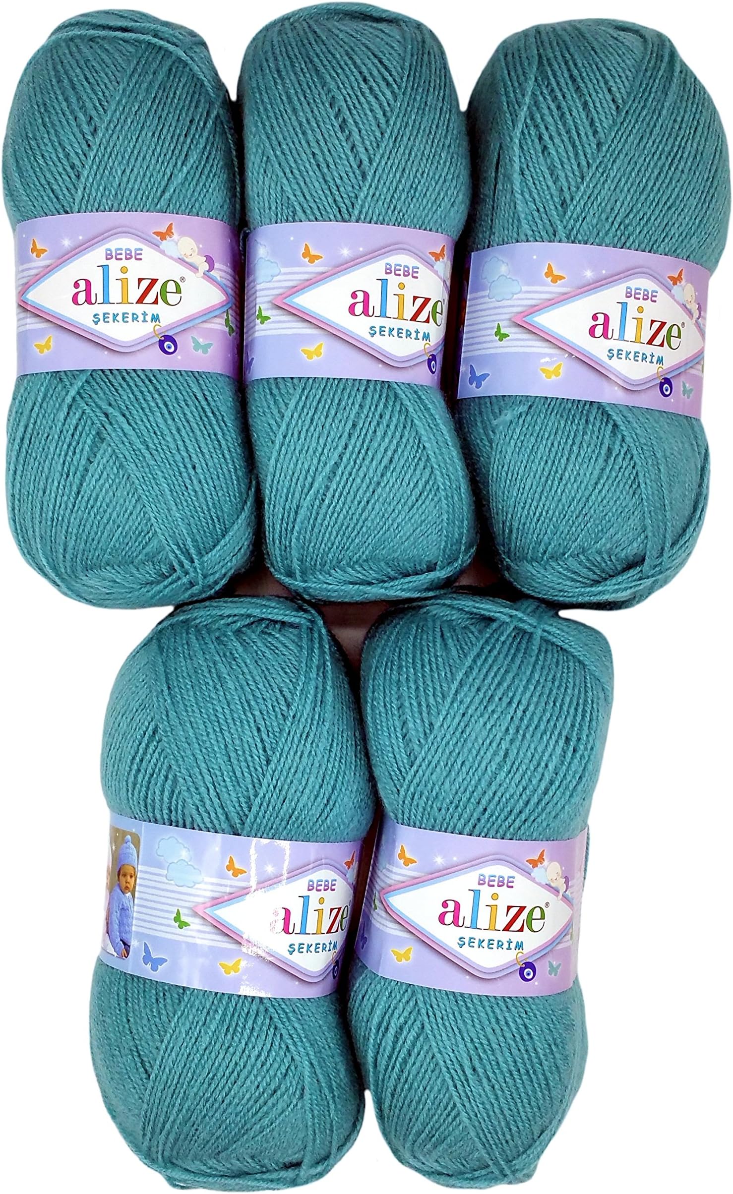 5 x 100g Knitting Wool Alize Bebe Grey No. 124 500 Gram Wool Knit and Crochet