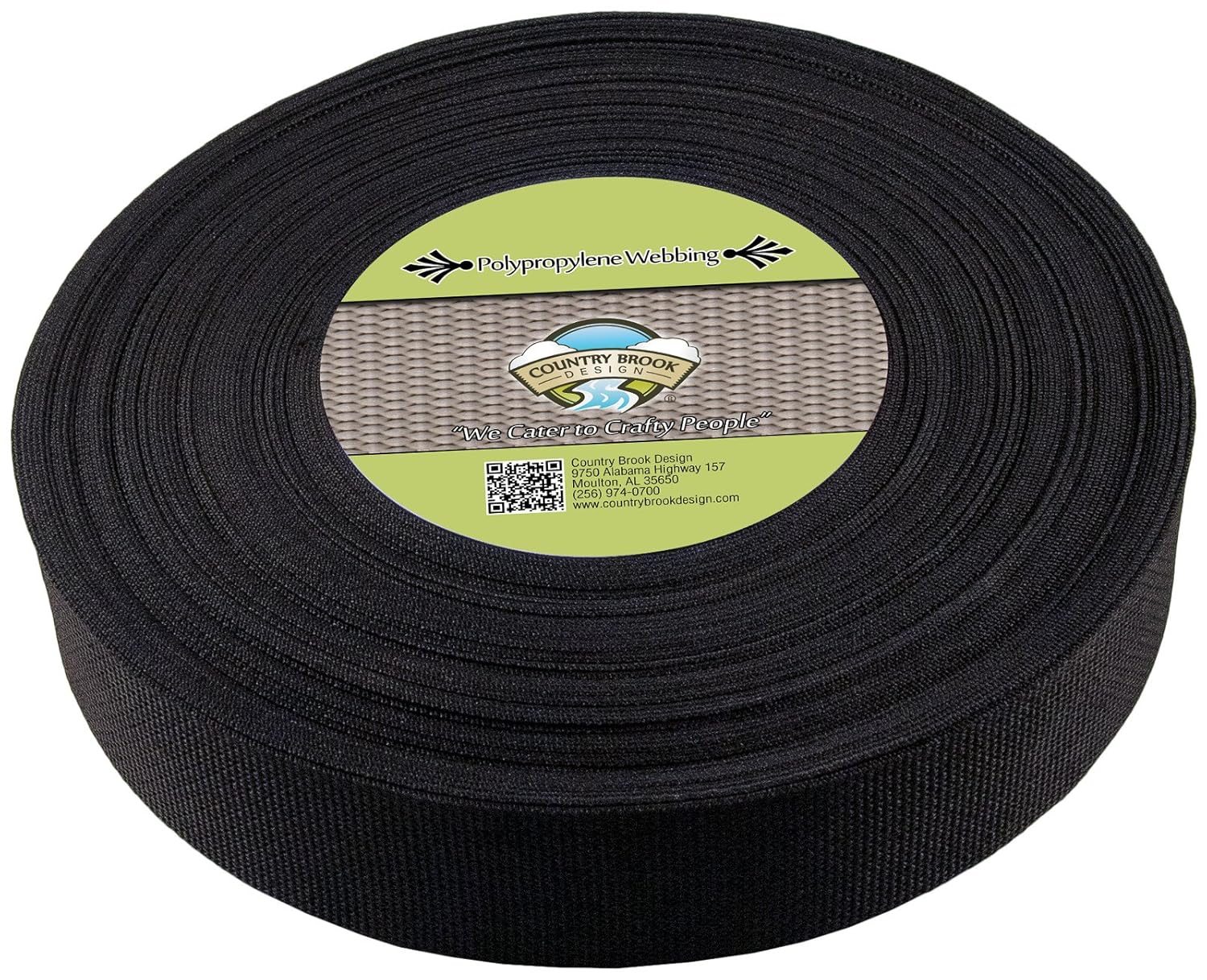 Country Brook Design - 2 Inch Black Heavy Polypropylene (Polypro) Webbing, 25 Yards