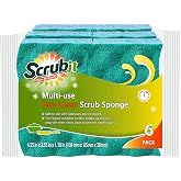 SCRUBIT Multi-Use Scrub Sponge &ndash; Non-Scratch Kitchen Sponges for Dishes, Pots &amp; Pans - Heavy Duty &amp; Odor-Free Rippled Scrubbing Pad, Designed for Tough Cleaning Jobs, 6 Count