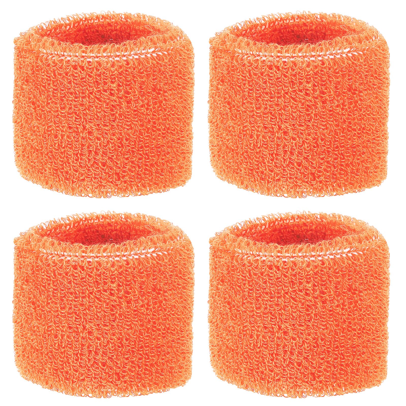 PATIKIL Sports Wristbands 8x15cm, 4 Pack Cotton Terry Cloth Absorbent Sweatband for Tennis Basketball Working Out Athletic Running, Orange
