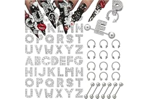 BHCCXZ 70PCS Nail Charms Alloy Sliver Large Letters Charm Piercing Nail Charms for Nails Design，3D Y2k Nail Jewels Bulk Nail Art Decor Set
