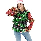LED Ugly Christmas Sweater for Men, Unisex Women Xmas Pullover with Light for Party FestiveMediumFestive Light & Bauble Bright