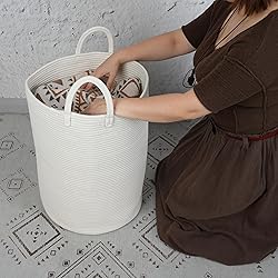 XUANGUO Cotton Rope Laundry Basket Hamper for