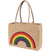 KAF Home Jute Market Tote Bag with Handles (Rainbow)