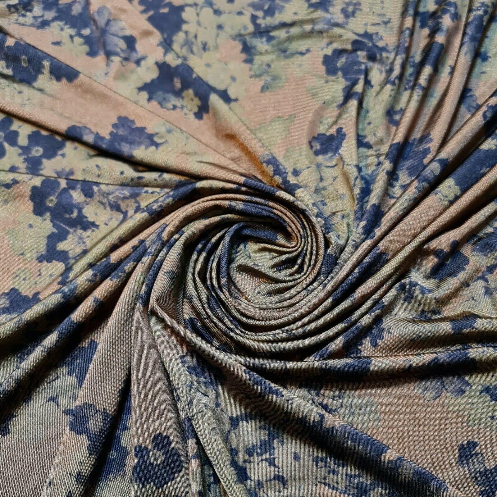 Plain / Printed ITY Spandex Jersey Elastane Stretch Dress Leggings Fabric 58" - 150cm Wide Sold As 1 Meter Pre - Cut Lengths (Brown Black Floral)