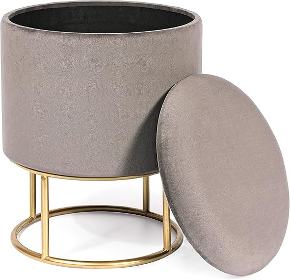Pouf contenitore Velluto Grigio Amazon.it Casa e cucina