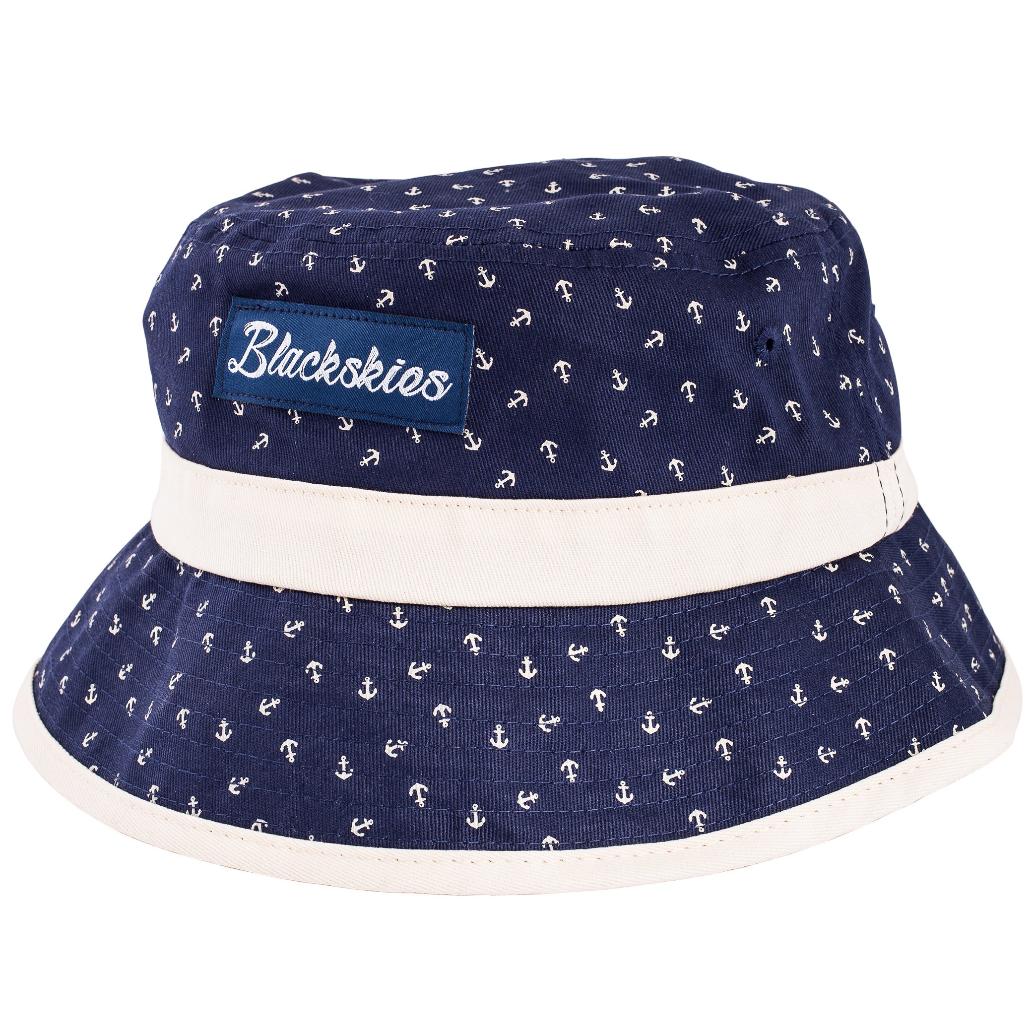 Blackskies® Harbor Bucket Hat Unisex Sun Hat Fisherman Hat Anchor Blue Beige Nautical | Men Women Cap - Streetwear Outdoor Summer Casual