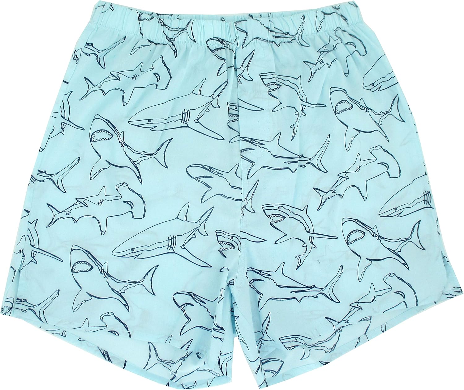 ROCK ATOLL Men's Light Blue Hammerhead Shark Outline Print Boxer Shorts S-XXL
