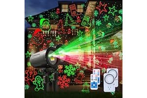 XINGSLIGHT 2-Pack Christmas Projector Lights Outdoor Laser Projection with Remote & Bonus Timer – 8 Festive Red & Green Patterns, IP65 Waterproof Xmas Laser Light for Lawn, Garden, Yard & Patio Decorations