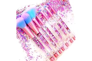 RAEEIKPHZ Unicorn Fan Makeup Brush Set,Crystal Sparkles Blue Blush Powder Fan Lip Eye Shadow Eyebrow Eye Blender Brush in Set
