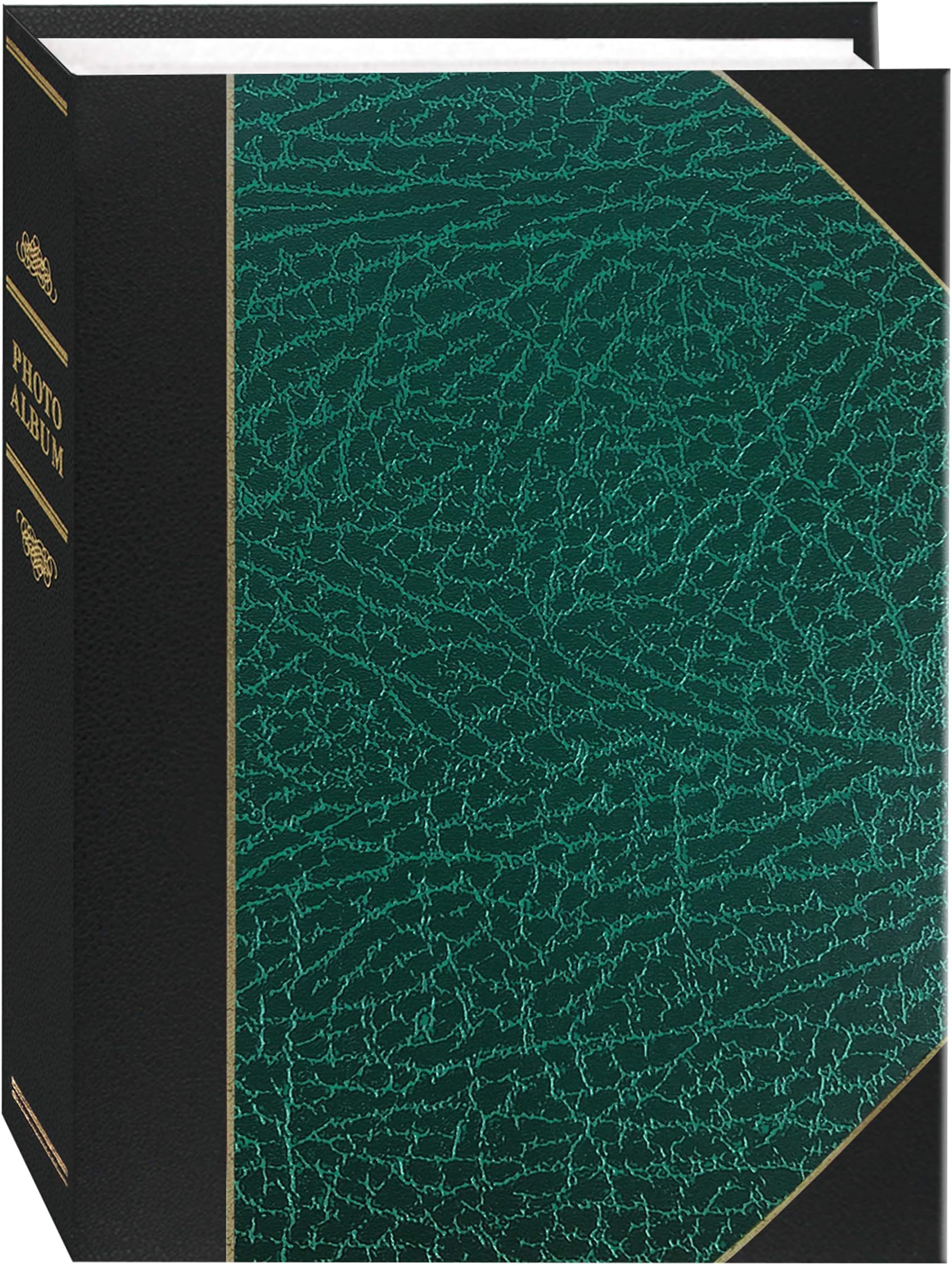 Pioneer Photo Albums50-Pocket Hunter Green and Black Ledger Style Leatherette Cover Photo Album for 5 by 7-Inch Prints