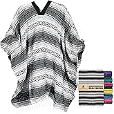 Artisans Bazaar Traditional Mexican Baja Poncho Men and Women Authentic Gaban Serape Sarape Blanket Pancho Jorongo Cowboy
