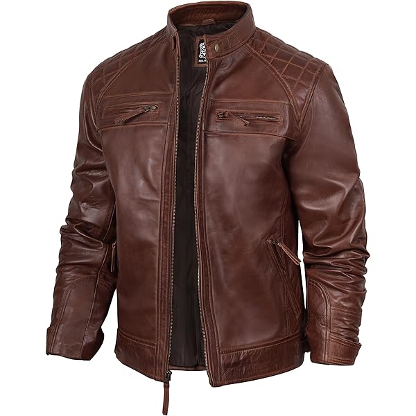 Brown Mens Leather Jackets - Retro Jacket for Adult | [1103171] D1