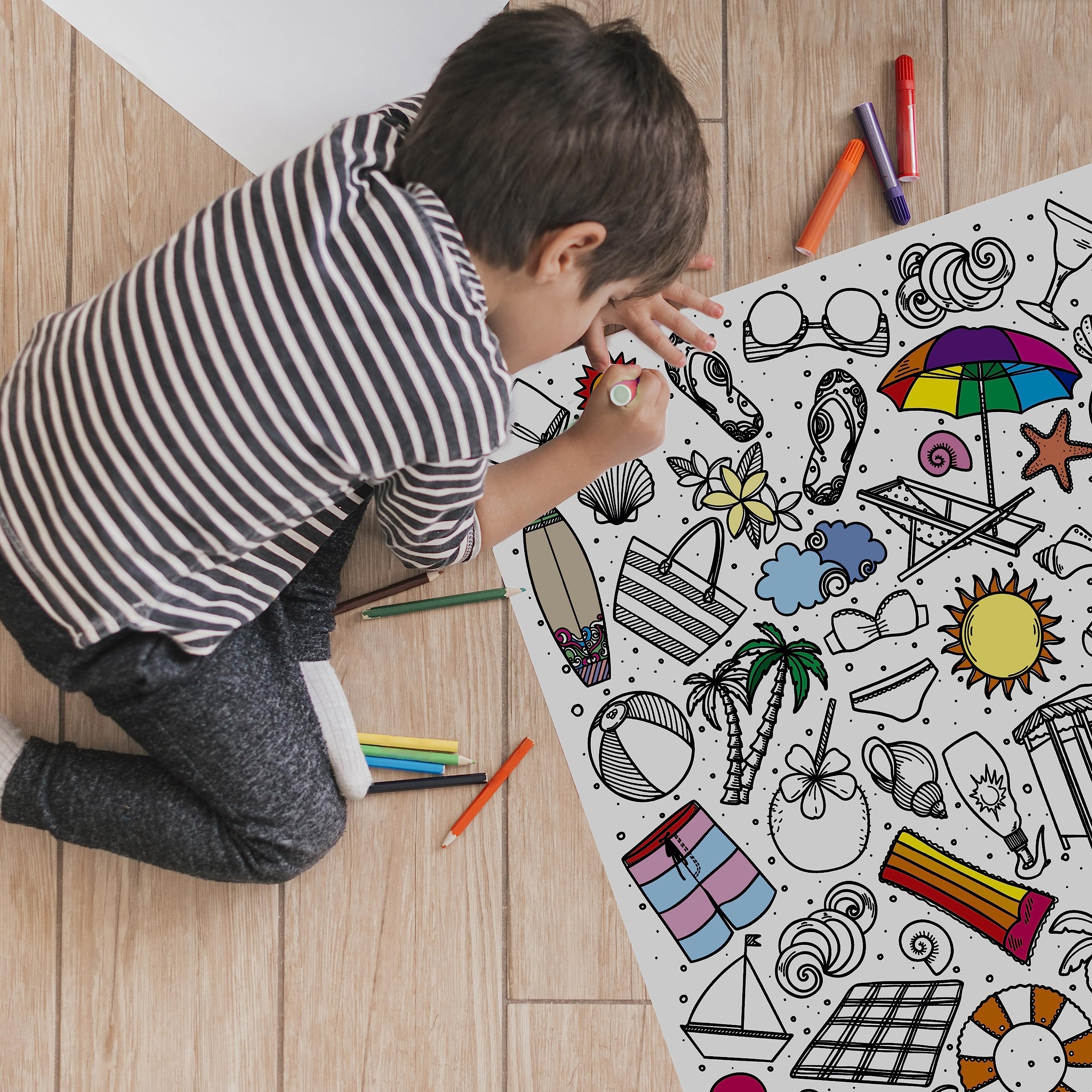 PACKLIST® XXL Colouring Poster Enjoy Summer! Giant Creative Activity Kids | Hours of Artistic & Educational Fun | Boosts Art & Creativity for Everyone!