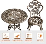 Yaheetech 3-Piece Patio Bistro Set, Bronze Metal, Umbrella Hole view 4