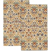 SAYOUZ Florals Bath Hand Towels Set of 2, Abstract Beautiful Colorful Florals Geometric Decorative Bath Towels Soft Super Absorbent Hand Towels for Bathroom Hotel Gym Home Decor,14"X28"