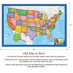 2-Sided Desk Map with Durable Lamination