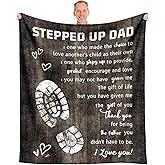 EQNWI Christmas Step Dad Gifts, Bonus Dad Gifts Blanket 60" x 50", Birthday Gifts for Stepdad from Daughter, Stepped Up Dads Gifts, Step Father Gifts from Son, Gifts for Stepfather