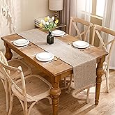 LUOYEHK Boho Table Runner with Fringe 12x120 Inch Farmhouse Rustic Table Runner Coffee Linen Table Runner for Dining Party Wedding Decoration(one Piece)