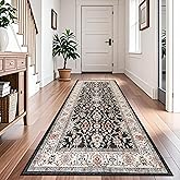 TOPRUUG Washable Runner Rug 4x8 - Hallway Runner Rug Kitchen Rugs and Mats Non Skid Washable Waterproof Carpet Runner for Living Room Bedroom Bathroom (Black, 4X8)