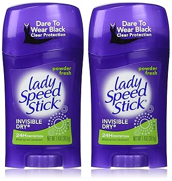 Lady Speed Stick Invisible Dry, Powder Fresh Antiperspirant Deodorant, Net Wt. 1.4 Oz. (2 Pack Value Bundle)
