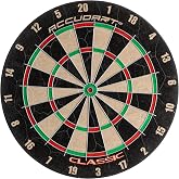 Accudart Classic Bristle Dartboard, 18x1.5 Inch Sisal | Self-healing sisal fibers. Staple-free bullseye reduces bounce-outs. Official regulation size. For steel-tip darts.