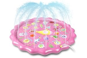 DIKAYI Winique Splash Pad, Sprinkler for Kids, Wading Pool for Toddlers, 68" Inflatable Outdoor Summer Toys, Gifts for 3 4 5 6 7 8 9 Year Old Girls (Pink)