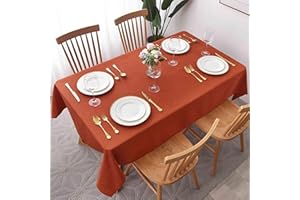 maxmill Jacquard Table Cloth Swirl Pattern Spillproof Wrinkle Resistant Halloween Decorative Fabric Tabletop Soft Dining Tablecloth for Fall Harvest Thanksgiving Dinner, Rectangle 52 x 70 Inch Rust