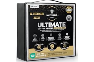 MATTSHIELD – Kit ultime de 3 pièces – ʰǳè-ٱ anti-punaises de lit pour grand lit, dessus 100 % coton + 2 protège-ore