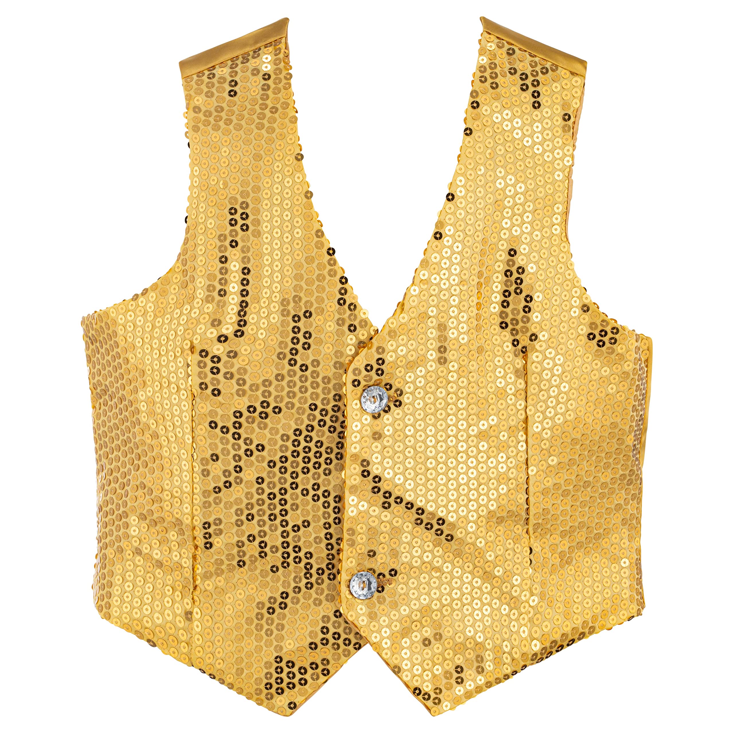 Dress Up America Gold Sequin Waistcoat - Adults Shiny Dance Vest - Sparkly Gold Waistcoat for Adults - Golden Party Costume — image 1