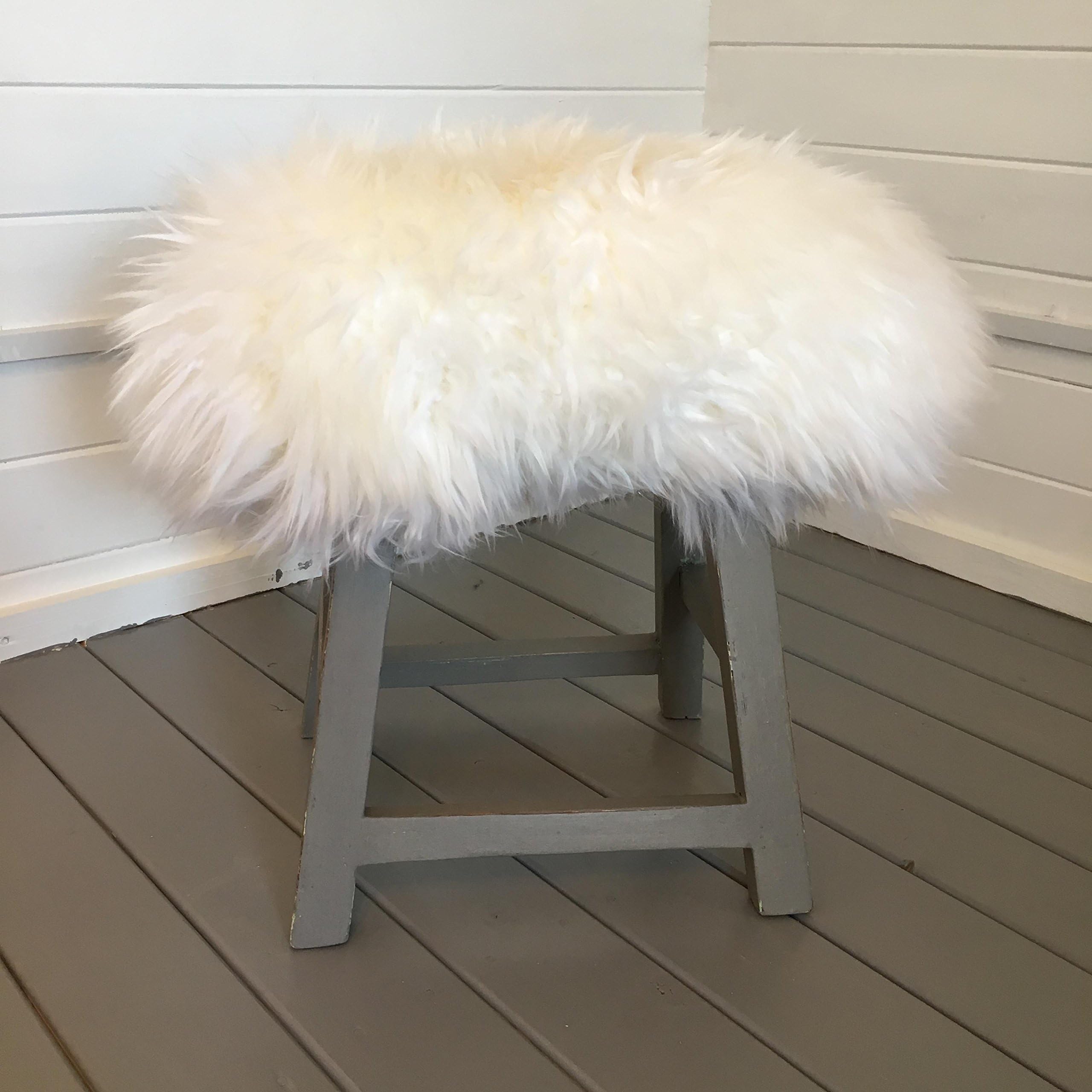 Mirrors by Ottilie Cream sheepskin stool - grey stool