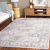 SAFAVIEH Prestige Collection Area Rug - 4' x 6', Beige & Blue, Oriental Design, Non-Shedding & Easy Care, Ideal for High Traf