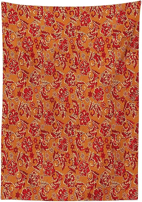 Amazon バティックインテリアテーブルクロスnostalgic西ヨーロッパ中世ルネッサンスinspired Eastern Bohoパターンダイニングルームキッチン長方形テーブルカバーレッドオレンジ 36w X 54l Inches Dlzbyk91 44xg137 16 テーブルクロス オンライン通販