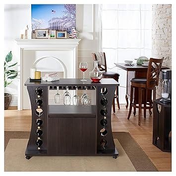 Aprodz Mango Wood Wine Storage Stylish Jara Bar Cabinet for Living Room | Black Finish