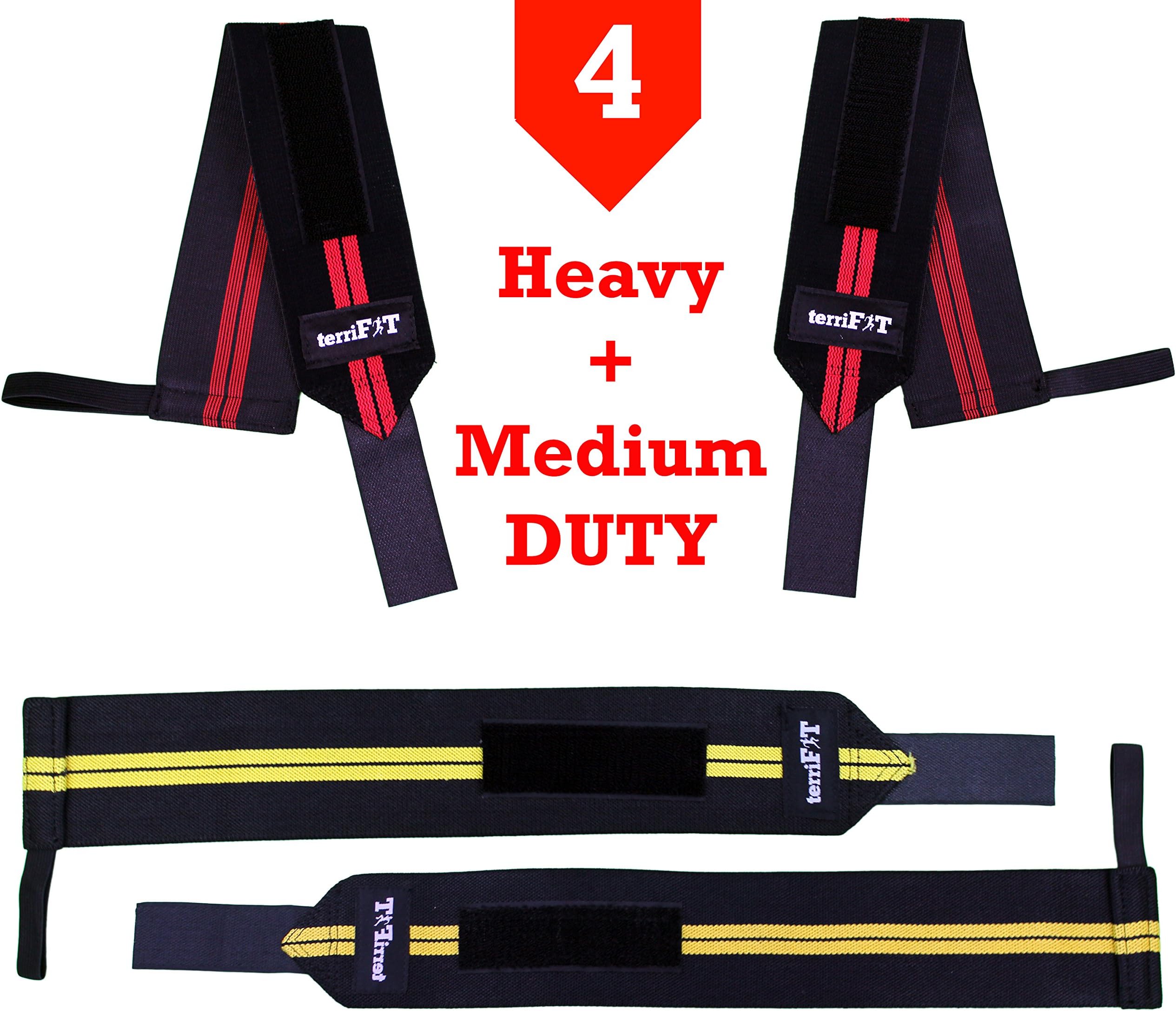 Strength Wraps CrossFIT (2 Pairs) | Weightlifting | 18” Long | Heavy And Medium Duty | Men And Women | Weight Lifting | Powerlifting Wrist Support | Wrist Supports For Weight Lifting | Bodybuilding