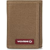 Wolverine Mens Bifold Wallet | RFID Protection | ID Window | Card Slots | Bill Pocket | Durable | Leather | Canvas