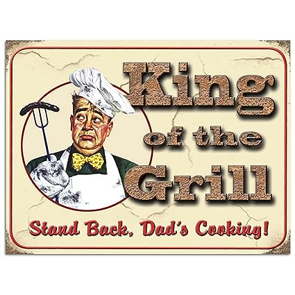Sehaz Artworks King of The Grill Rectangular Wall Sign Decal (Wooden, 30 cm x 20 cm x 1 cm)