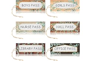 ArianQicult 6Pcs Back to School Eucalyptus Hall Pass Farmhouse Classroom Magnetic Passes Reusable Waterproof Pass Card Set Nurse Pass Restroom Pass Library Pass Office Pass Teachers Classroom Supplies