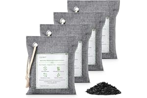 CLEVAST Bamboo Charcoal Air Purifying Bags (Large, 4×200g), Removes Odors and Moisture, Nature Fresh Air Purifier Bags, Odor Eliminator for Home, Car, Pets, Bathroom, Basement