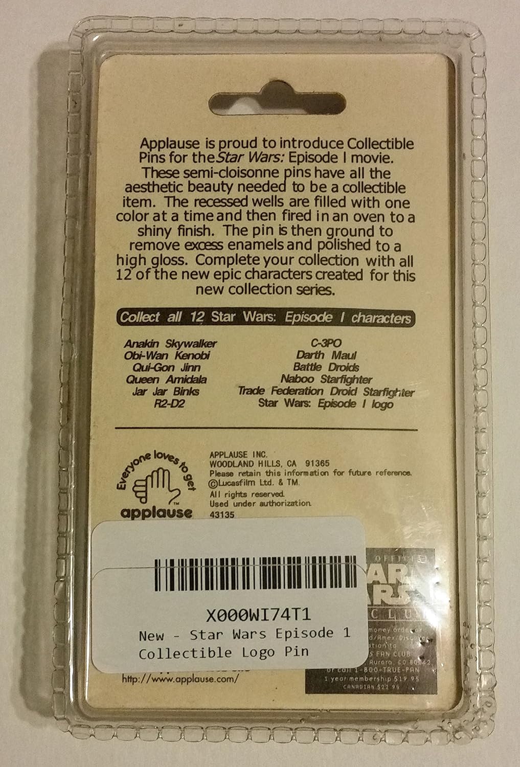 star wars episode 1 collectible pin